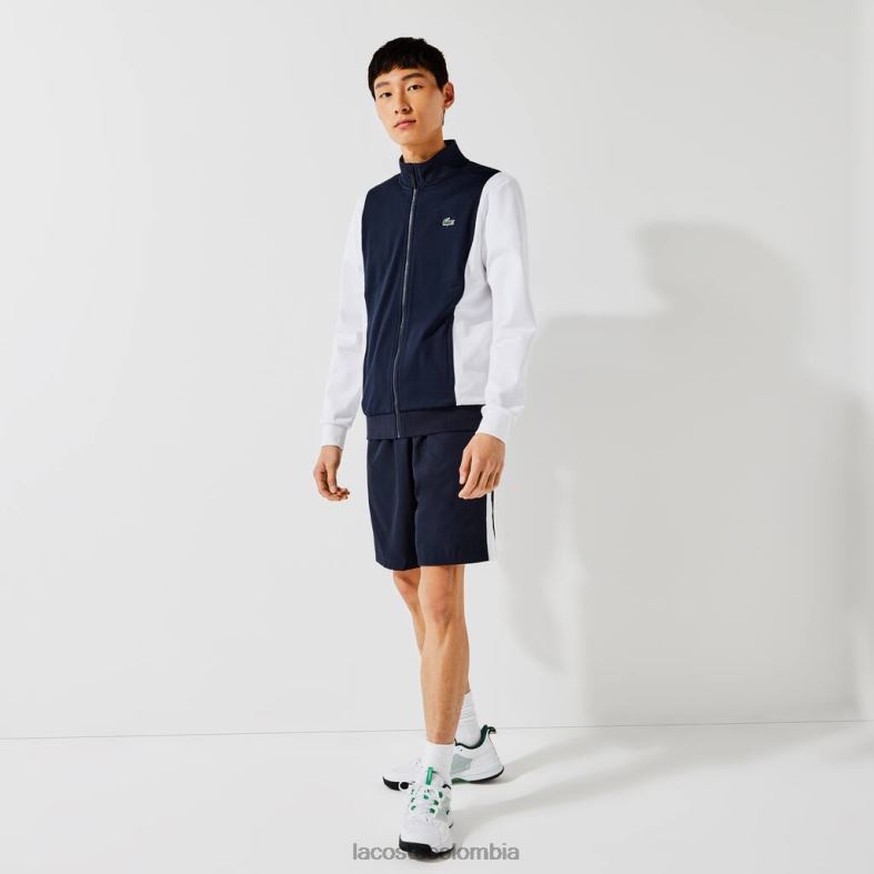 sudadera deportiva de piqué con cremallera azul marino/blanco Lacoste ropa hombres 80XZX1205