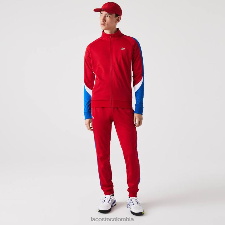 sudadera deportiva de tenis con cremallera y corte clásico rojo/azul/blanco Lacoste ropa hombres 80XZX977