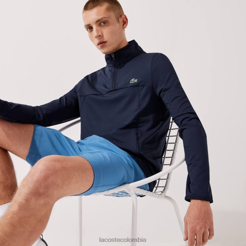 sudadera deportiva elástica con cuello con cremallera Azul marino Lacoste ropa hombres 80XZX980