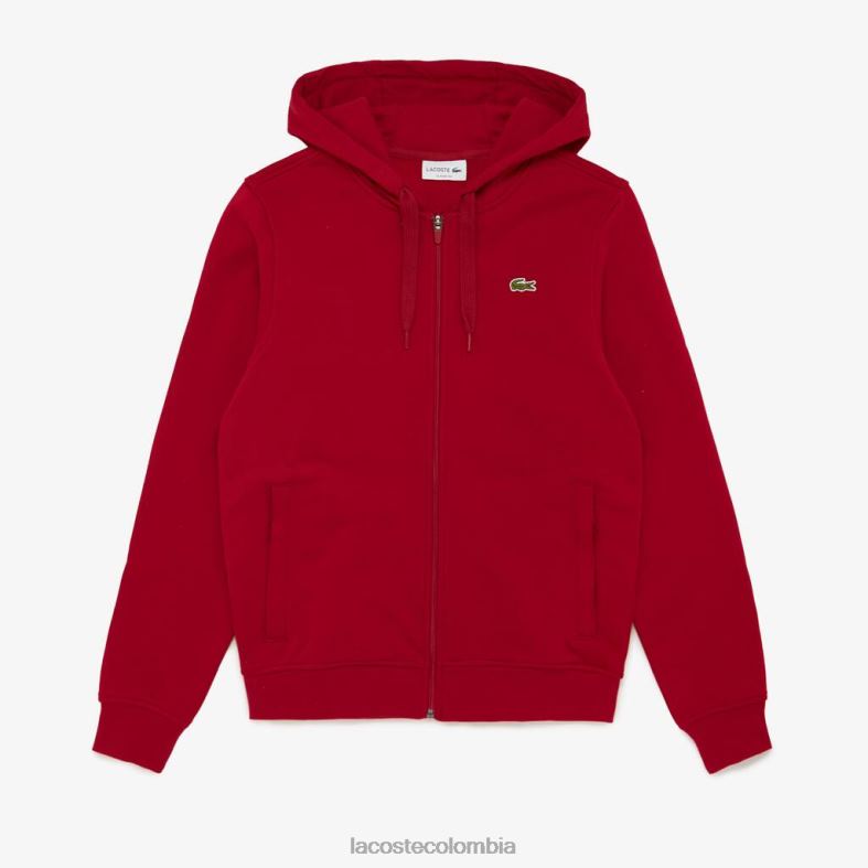 sudadera deportiva ligera con capucha de dos materiales Burdeos Lacoste ropa hombres 80XZX950