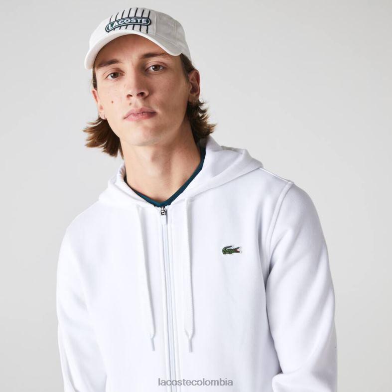 sudadera deportiva ligera con capucha de dos materiales blanco Lacoste ropa hombres 80XZX948