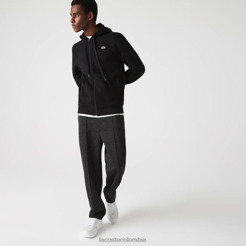 sudadera deportiva ligera con capucha de dos materiales negro Lacoste ropa hombres 80XZX947