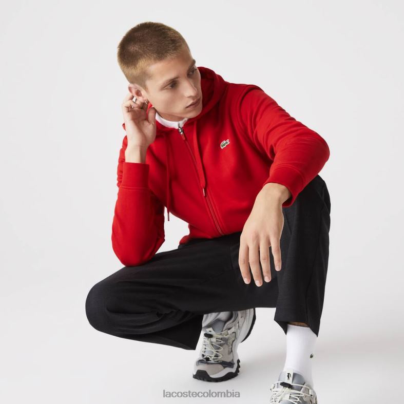 sudadera deportiva ligera con capucha de dos materiales rojo Lacoste ropa hombres 80XZX963