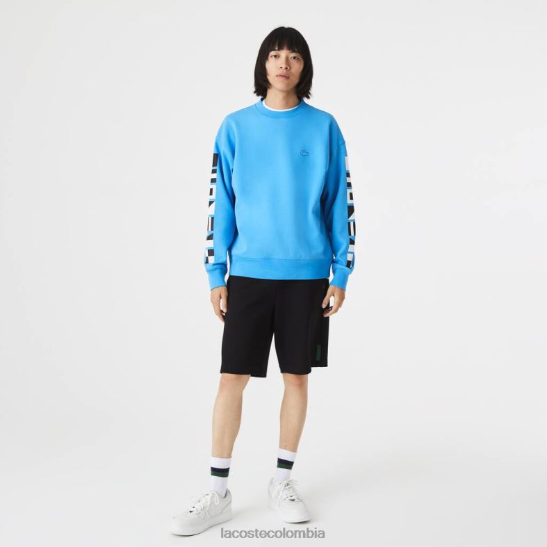 sudadera holgada con estampado reflectante azul Lacoste ropa hombres 80XZX984