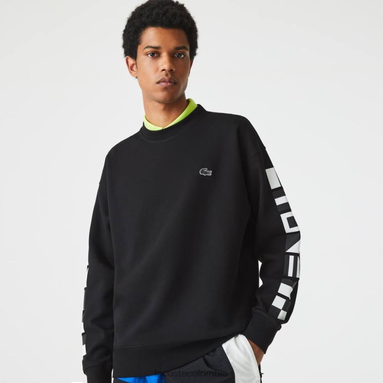 sudadera holgada con estampado reflectante negro Lacoste ropa hombres 80XZX982