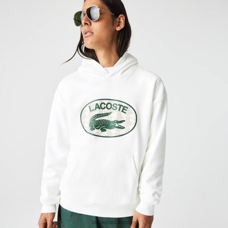 sudadera holgada con monograma de la marca y capucha blanco Lacoste ropa hombres 80XZX972