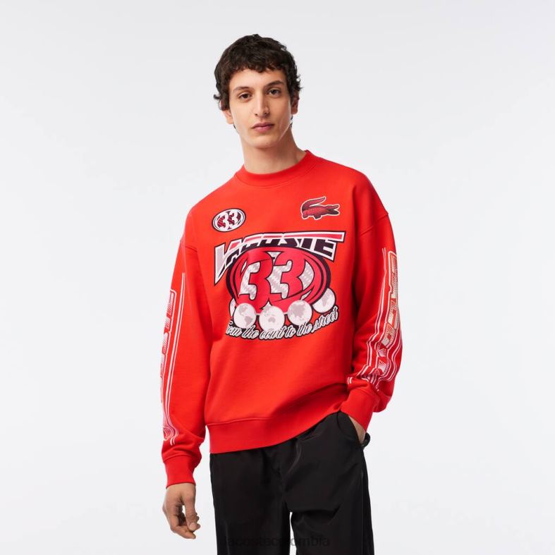 sudadera holgada de felpa de algodón naranja Lacoste ropa hombres 80XZX327