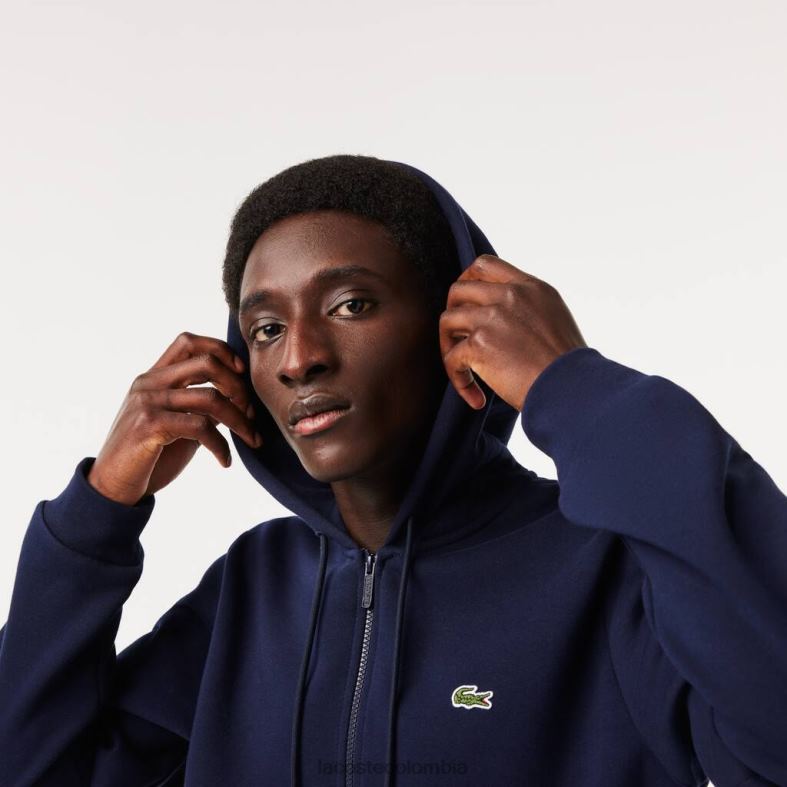sudadera polar con bolsillo canguro y cremallera Azul marino Lacoste ropa hombres 80XZX297