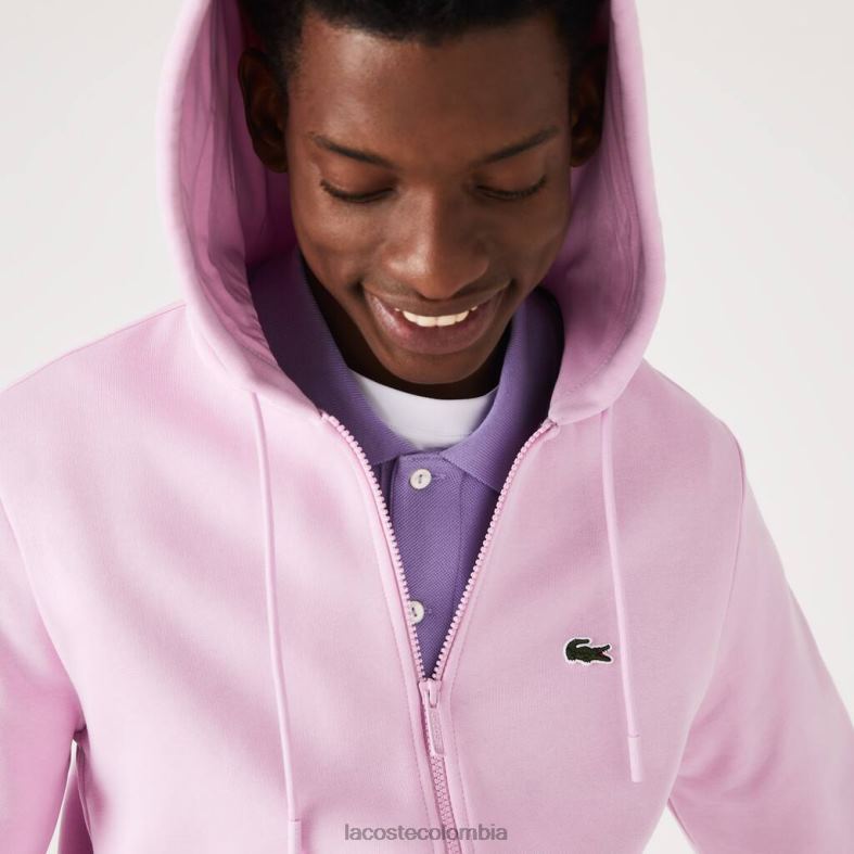 sudadera polar con bolsillo canguro y cremallera rosa Lacoste ropa hombres 80XZX1149