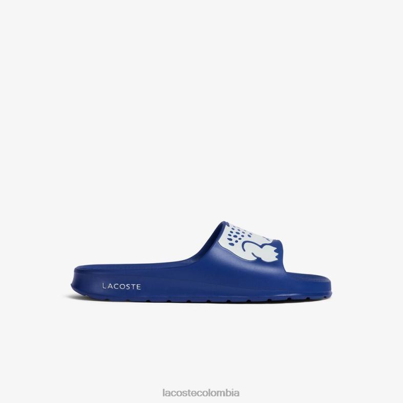 chanclas con tira del logo en material sintético Croco 2.0 azul blanco Lacoste zapatos hombres 80XZX1898