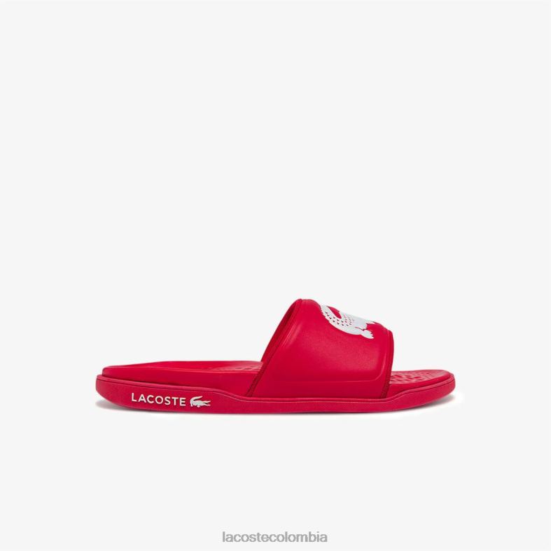 chanclas con tira del logo en material sintético croco dualiste rojo blanco Lacoste zapatos hombres 80XZX1767