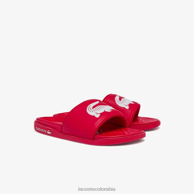 chanclas con tira del logo en material sintético croco dualiste rojo blanco Lacoste zapatos hombres 80XZX1767