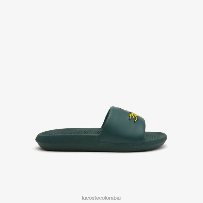 chanclas de piel sintética con efecto cocodrilo verde Lacoste zapatos hombres 80XZX1762