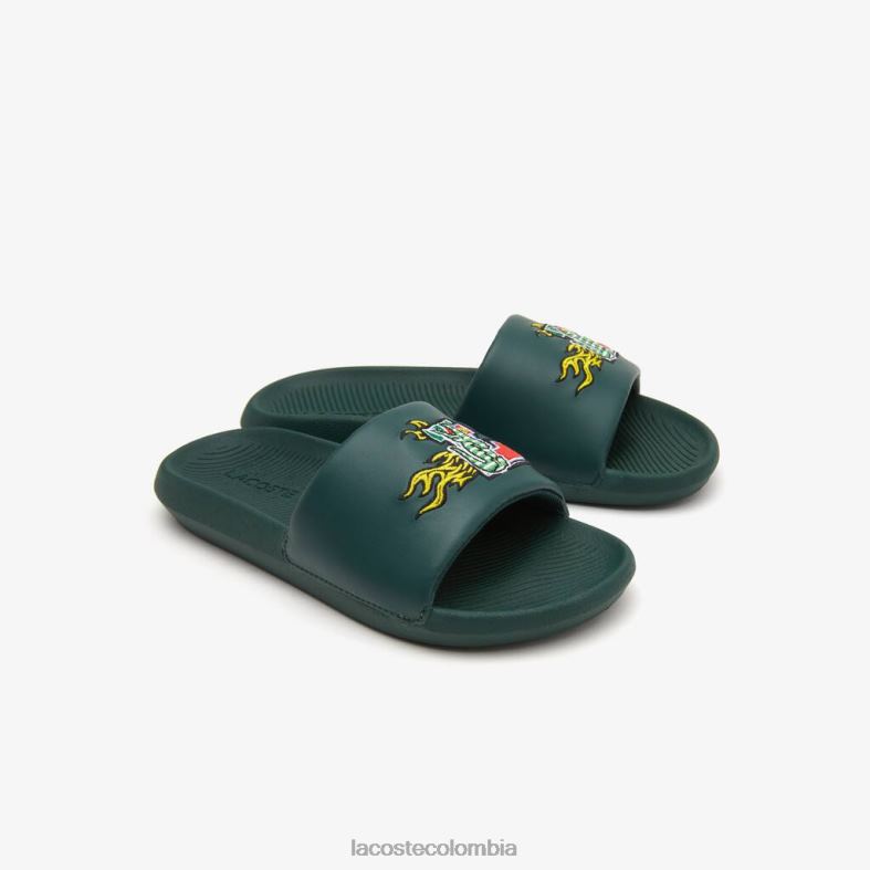 chanclas de piel sintética con efecto cocodrilo verde Lacoste zapatos hombres 80XZX1762