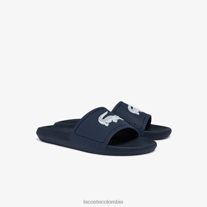 chanclas sintéticas repelentes al agua croco azul marino y blanco Lacoste zapatos hombres 80XZX1820