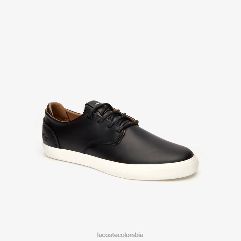 zapatillas esparre club de piel negro y blanco roto Lacoste zapatos hombres 80XZX1718