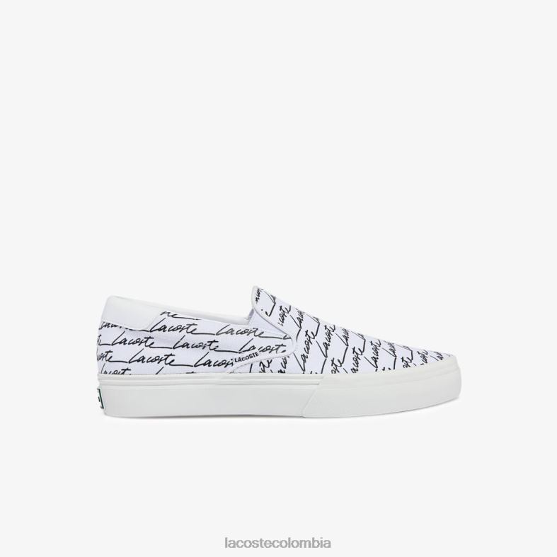 Jump Serve lienzo impreso sin cordones. blanco negro Lacoste zapatos hombres 80XZX1860