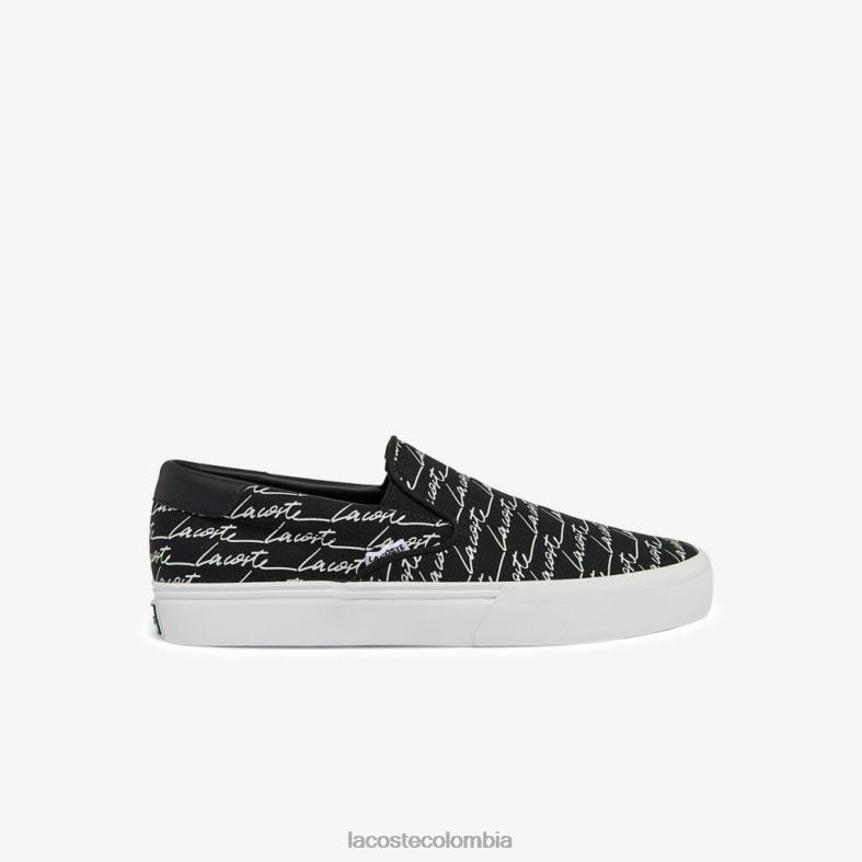 Salto de lona y deslizamiento sintético. blanco negro Lacoste zapatos hombres 80XZX1828