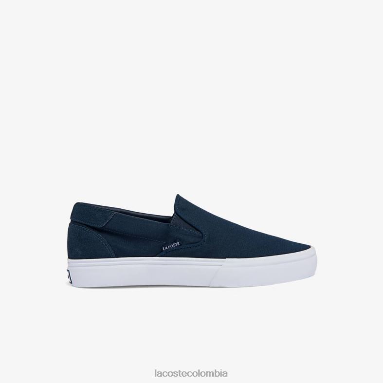 salto saque lienzo resbalón en azul marino y blanco Lacoste zapatos hombres 80XZX1872