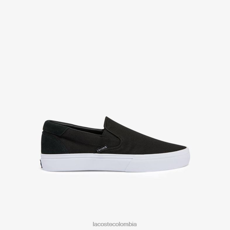 salto saque lienzo resbalón en blanco negro Lacoste zapatos hombres 80XZX1871