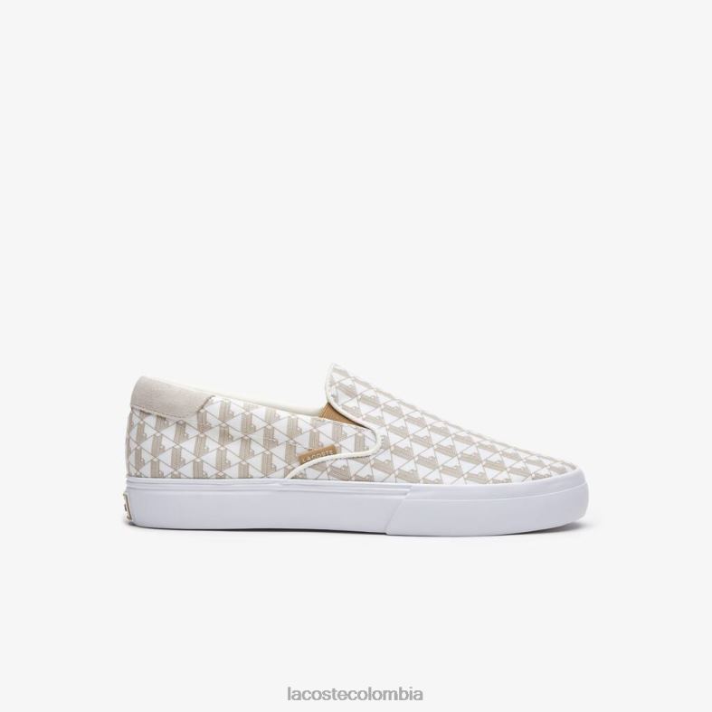 salto servir textil sin cordones blanco roto y blanco Lacoste zapatos hombres 80XZX1855