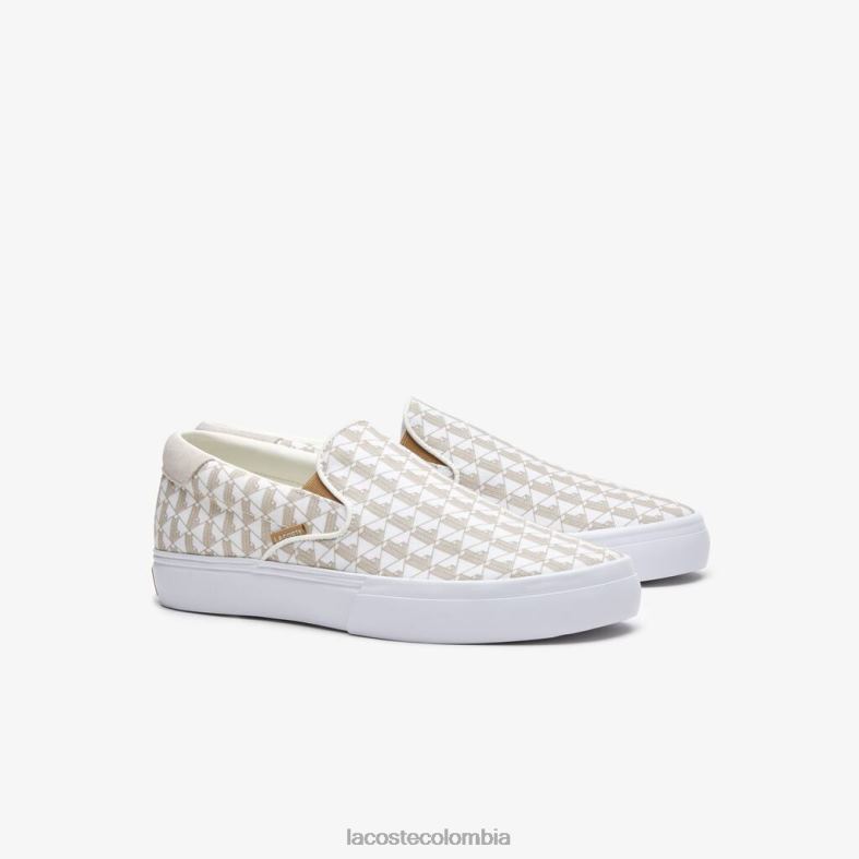 salto servir textil sin cordones blanco roto y blanco Lacoste zapatos hombres 80XZX1855