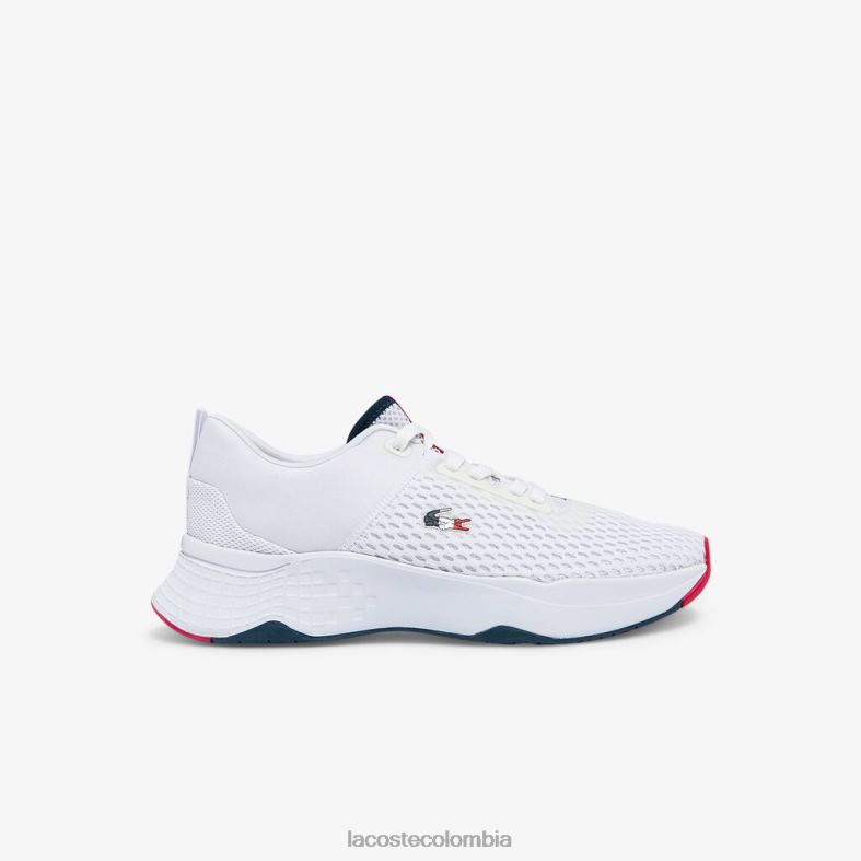 zapatillas Court Drive de tela texturizada blanco, azul marino y rojo Lacoste zapatos hombres 80XZX1861