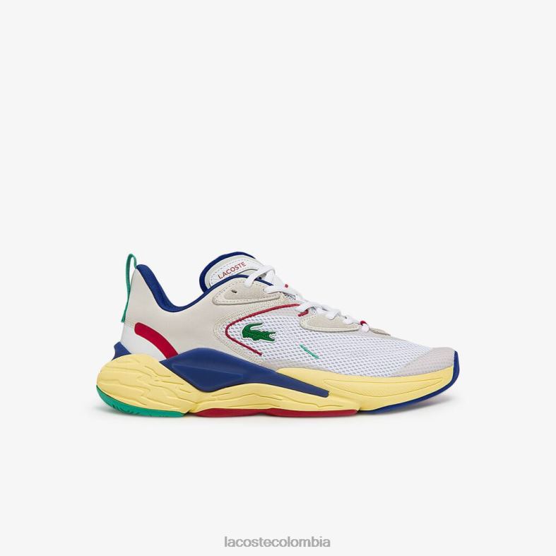 zapatillas aceshot de tela y sintetico blanco roto y azul Lacoste zapatos hombres 80XZX1857
