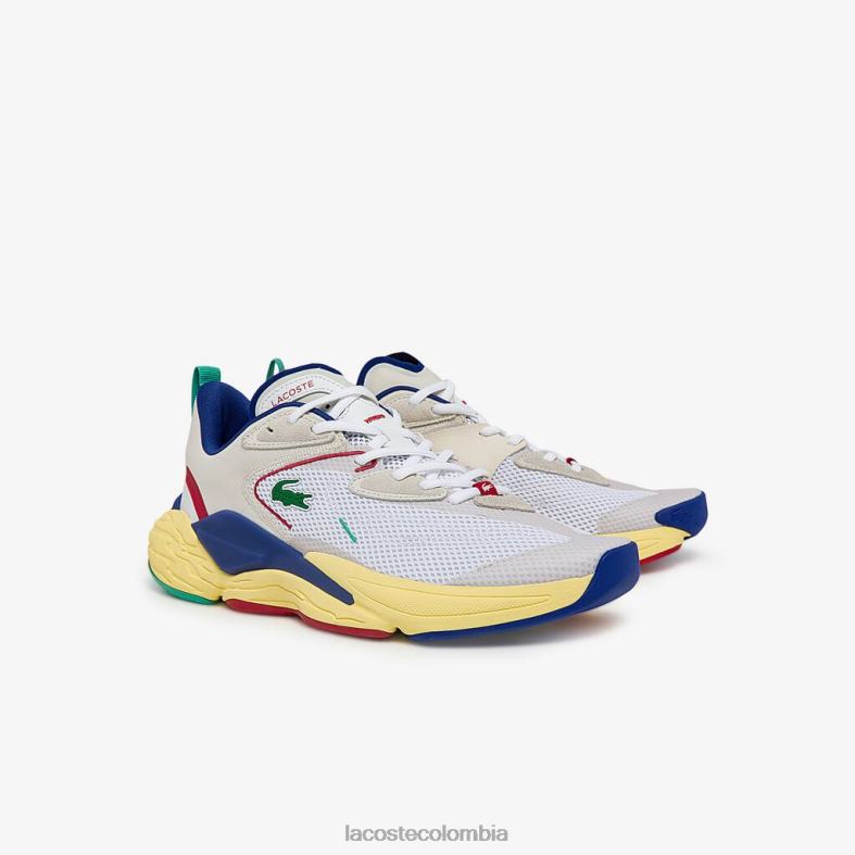 zapatillas aceshot de tela y sintetico blanco roto y azul Lacoste zapatos hombres 80XZX1857