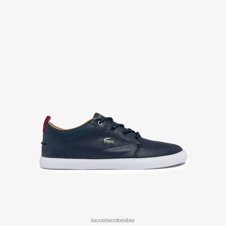 zapatillas bayliss de piel con cuello perforado azul marino y blanco Lacoste zapatos hombres 80XZX1757