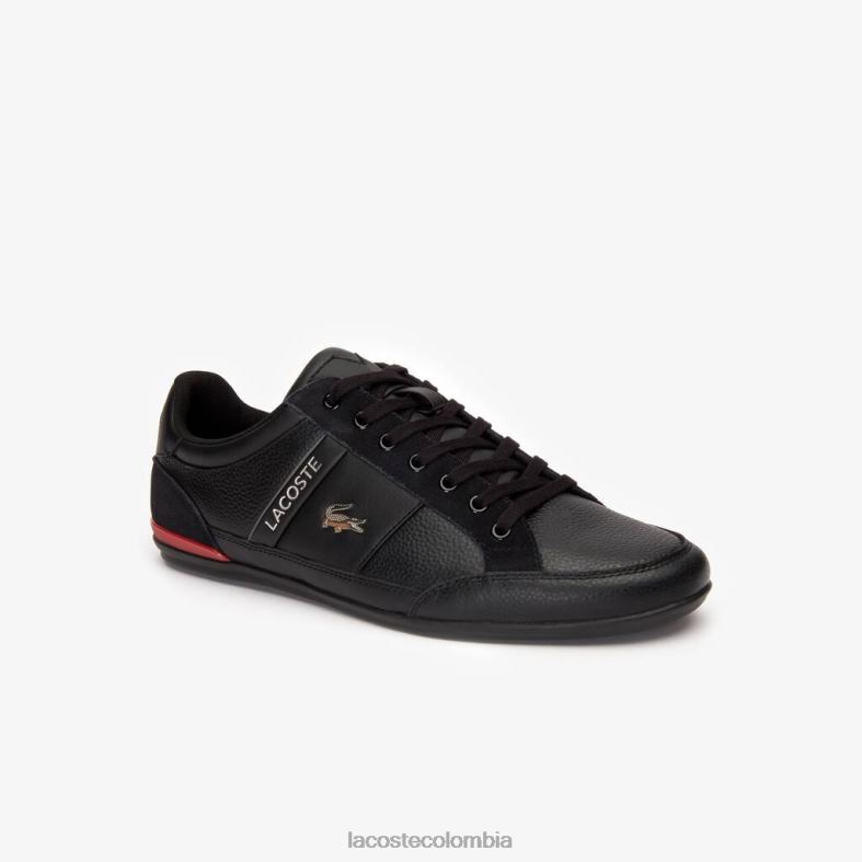 zapatillas chaymon de piel negro/rojo Lacoste zapatos hombres 80XZX1708