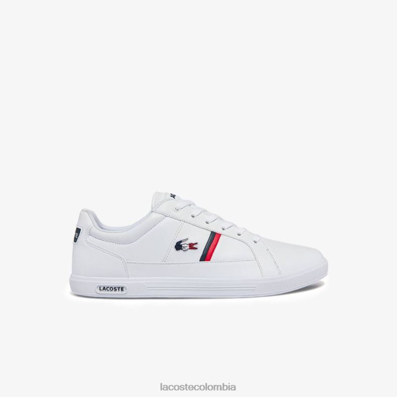 zapatillas europa tricolore de piel y sintetico blanco, azul marino y rojo Lacoste zapatos hombres 80XZX1876