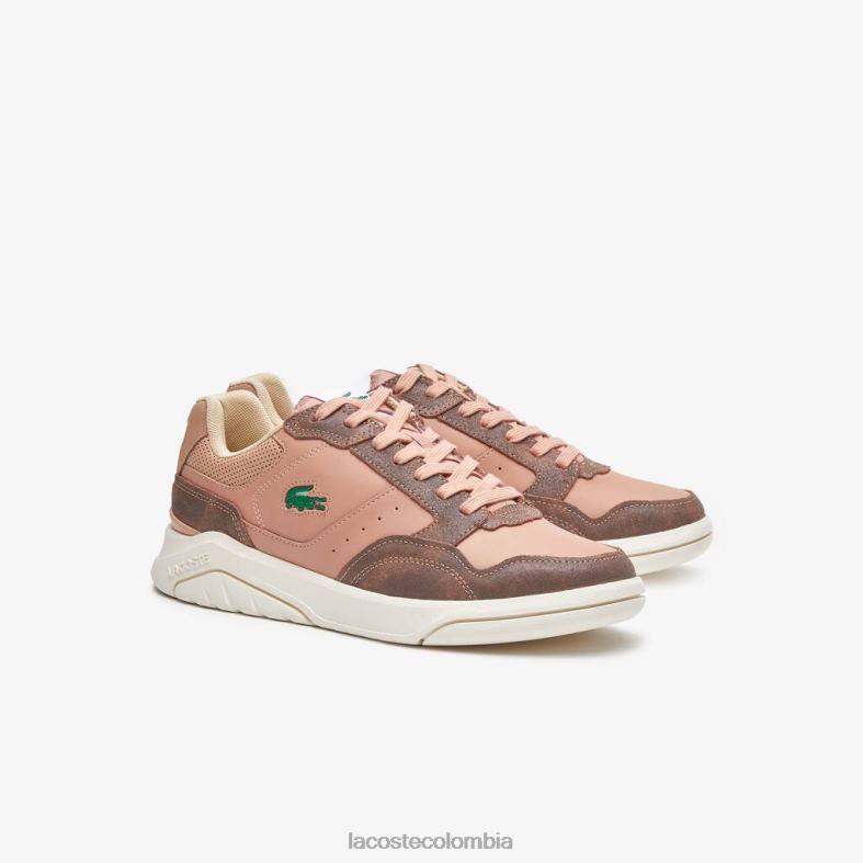 zapatillas game advanced de cuero de lujo Cafe Blanco Lacoste zapatos hombres 80XZX1902