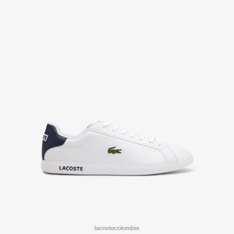 zapatillas graduadas de cuero naval Blanca Lacoste zapatos hombres 80XZX1912