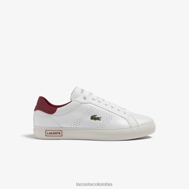 zapatillas powercourt 2.0 de cuero con tacón pop blanco rojo Lacoste zapatos hombres 80XZX1741