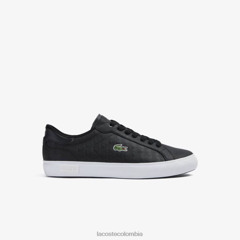 zapatillas powercourt de cuero blanco negro Lacoste zapatos hombres 80XZX1702