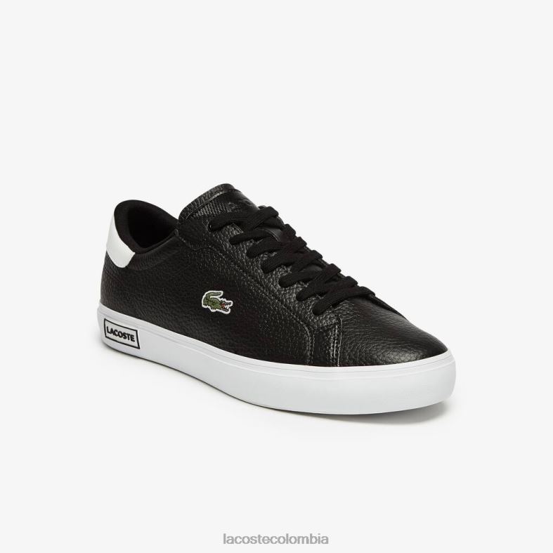 zapatillas powercourt de cuero blanco negro Lacoste zapatos hombres 80XZX1805