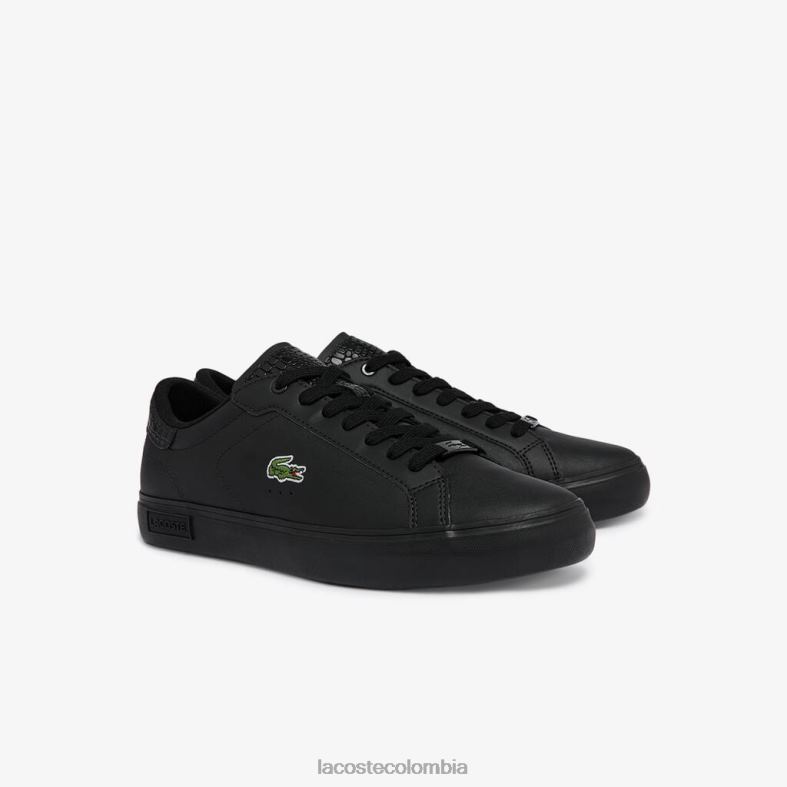 zapatillas powercourt de piel pulida negro Lacoste zapatos hombres 80XZX1846
