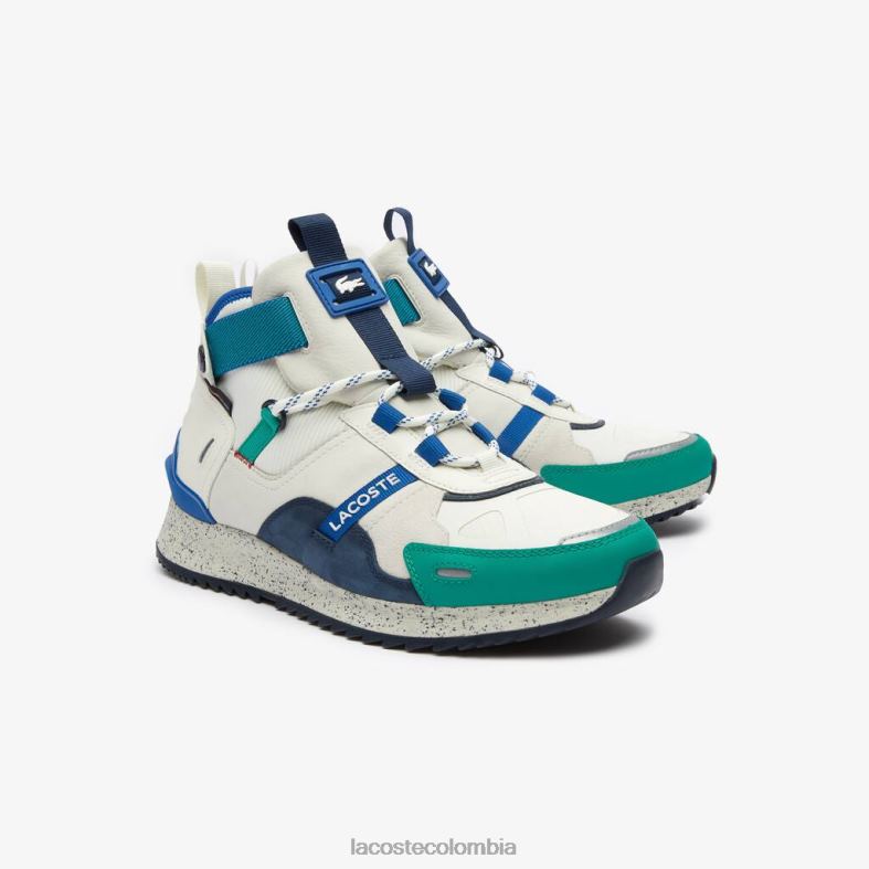 Zapatillas de exterior Run Breaker de piel y sintéticas. blanco verde Lacoste zapatos hombres 80XZX1847