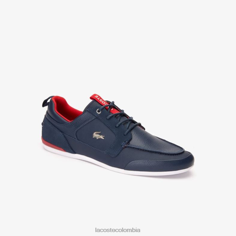 náuticos de piel marina azul marino y rojo Lacoste zapatos hombres 80XZX1722
