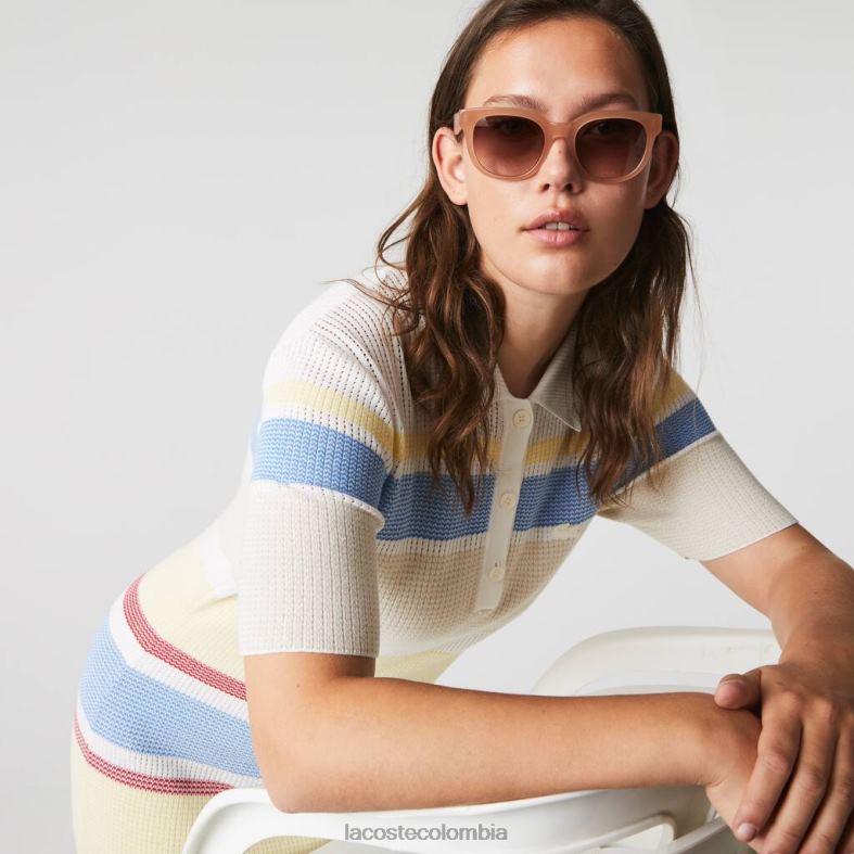 gafas de sol ovaladas de acetato y piel de cocodrilo rosa Lacoste accesorios mujer 80XZX2919