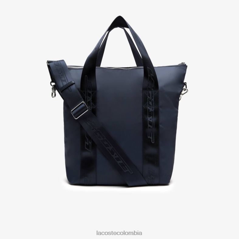 bolso tote con logo en contraste noche azul blanca Lacoste bolsos y marroquinería mujer 80XZX2763