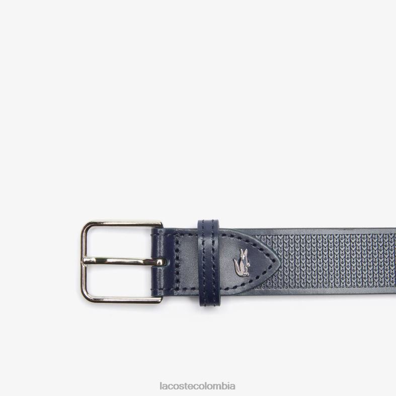 cinturón de piel con costuras de cocodrilo de metal zafiro oscuro Lacoste bolsos y marroquinería mujer 80XZX2094