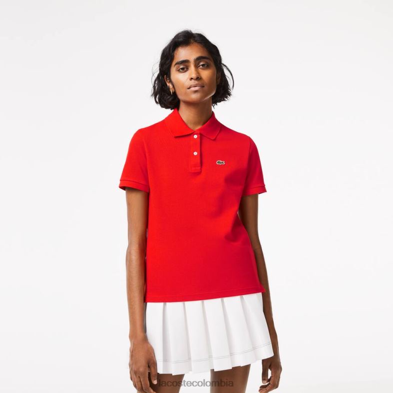 Polo de petit piqué de algodón suave de ajuste regular rojo Lacoste ropa mujer 80XZX2502