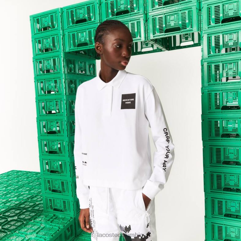 polo de algodón extragrande live x minecraft blanco Lacoste ropa mujer 80XZX2523