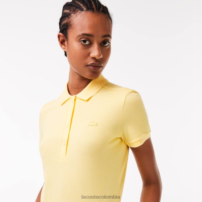 polo de piqué de algodón elástico de corte slim amarillo Lacoste ropa mujer 80XZX2486