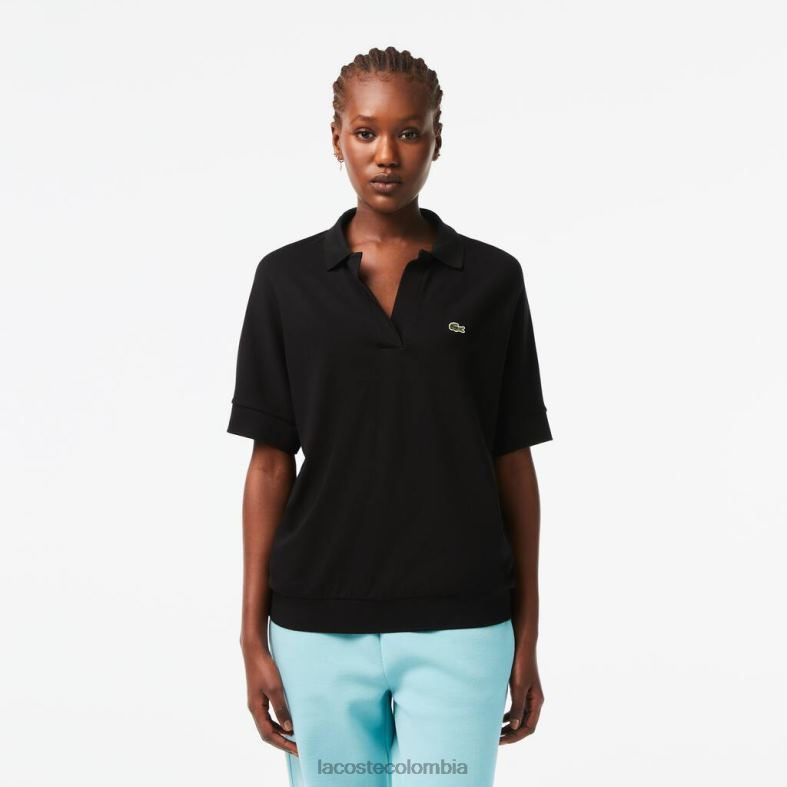 polo de piqué fluido y holgado negro Lacoste ropa mujer 80XZX2463