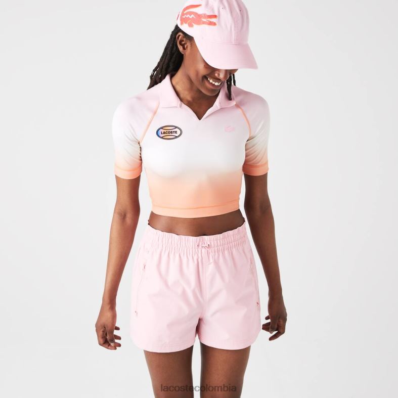 sport summer pack polo corto degradado y elástico rosa/blanco/naranja Lacoste ropa mujer 80XZX2499
