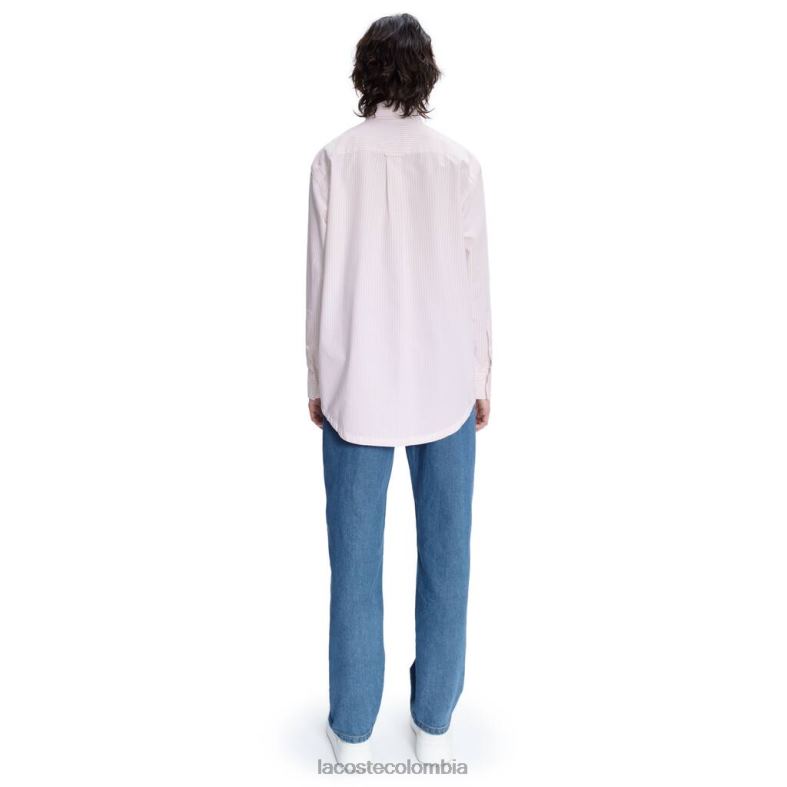 camisa de algodón a rayas blanco/rosa Lacoste x A.P.C. ropa mujer 80XZX2660