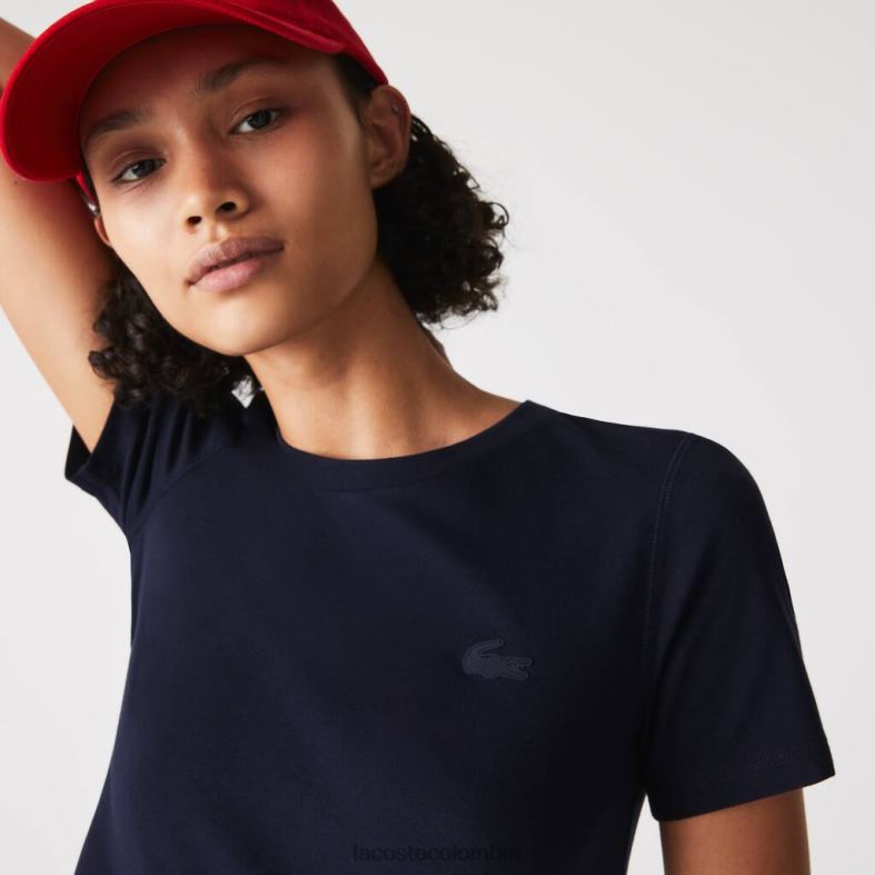 camiseta con cuello redondo en mezcla de algodón Azul marino Lacoste ropa mujer 80XZX2564